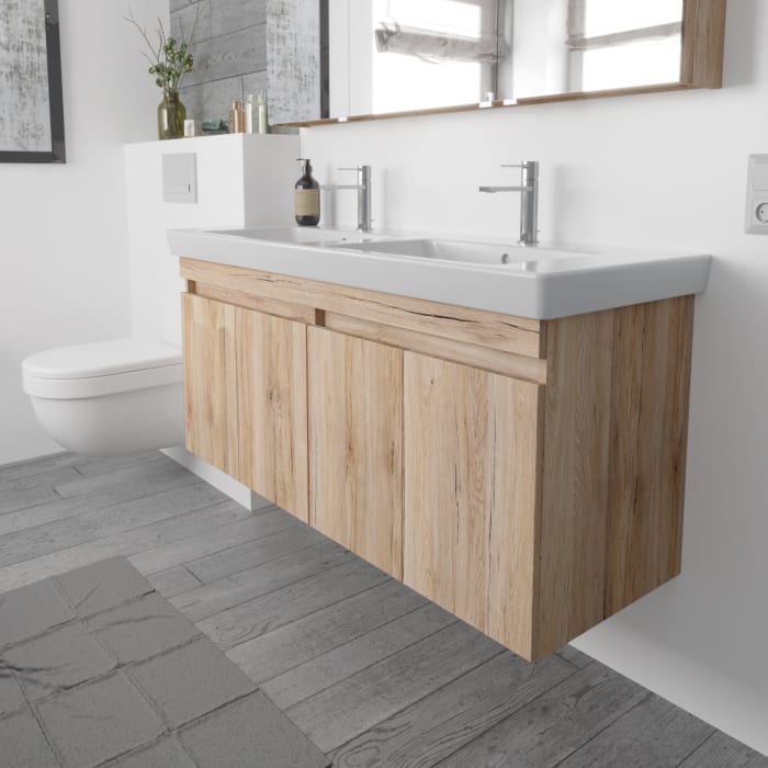 Lodge Doppel-Waschtischunterschrank 124,5 cm mit 4 Türen für Waschtisch Villeroy & Boch Subway 2.0