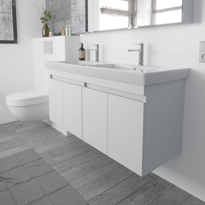 Lodge Doppel-Waschtischunterschrank 124,5 cm mit 4 Türen für Waschtisch Villeroy & Boch Subway 2.0