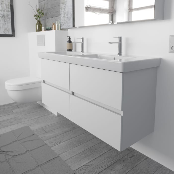 Lodge Doppel-Waschtischunterschrank 124,5 cm mit 4 Auszügen für Waschtisch Villeroy & Boch Subway 2.0