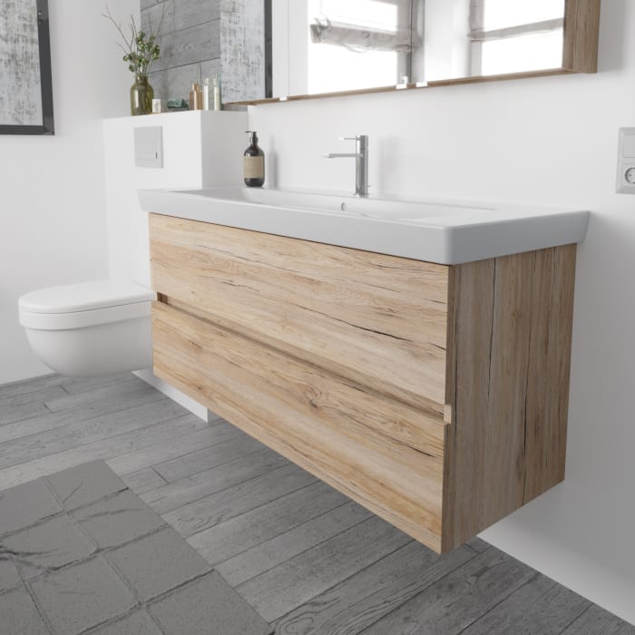 Lodge Waschtischunterschrank 125 cm mit 2 Auszügen für Waschtisch Villeroy & Boch Subway 2.0