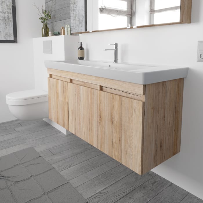 Lodge Waschtischunterschrank 125 cm mit 3 Türen für Waschtisch Villeroy & Boch Subway 2.0