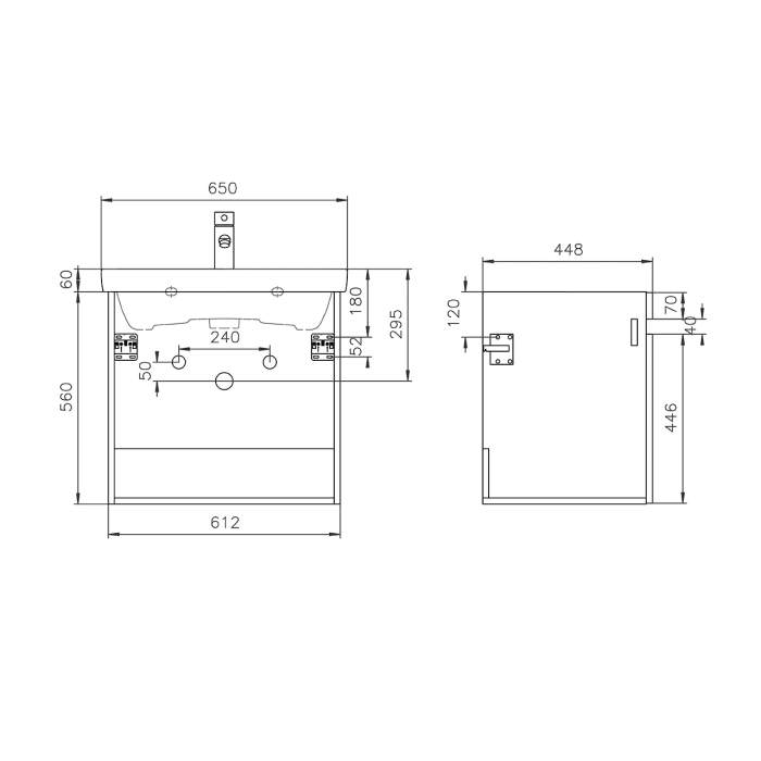 Lodge Waschtischunterschrank 61,2 cm mit 2 Türen für Waschtisch Villeroy & Boch Avento