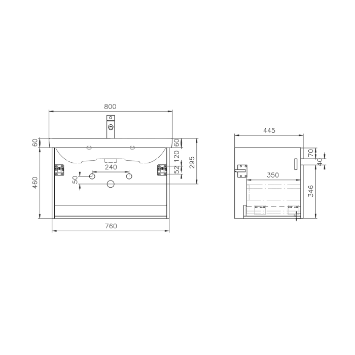 Lodge Waschtischunterschrank 76 cm mit 1 Auszug für Waschtisch Villeroy & Boch Avento
