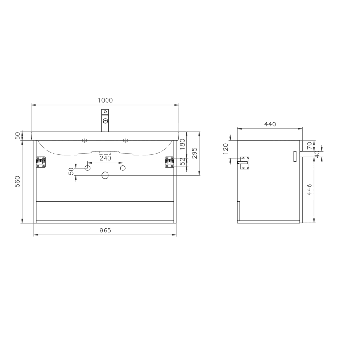 Lodge Waschtischunterschrank 96,5 cm mit 2 Türen für Waschtisch Villeroy & Boch Avento