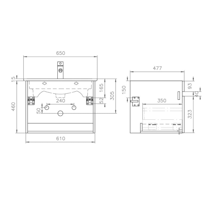 Lodge Waschtischunterschrank 61 cm mit 1 Auszug für Waschtisch Villeroy & Boch Venticello