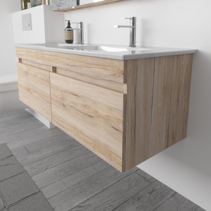 Lodge Doppel-Waschtischunterschrank 126 cm mit 2 Auszügen für Waschtisch Villeroy & Boch Venticello