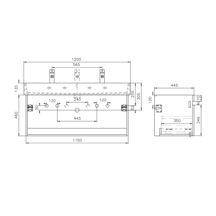 Lodge Waschtischunterschrank 115 cm mit 1 Auszug für Waschtisch Duravit Vero Air