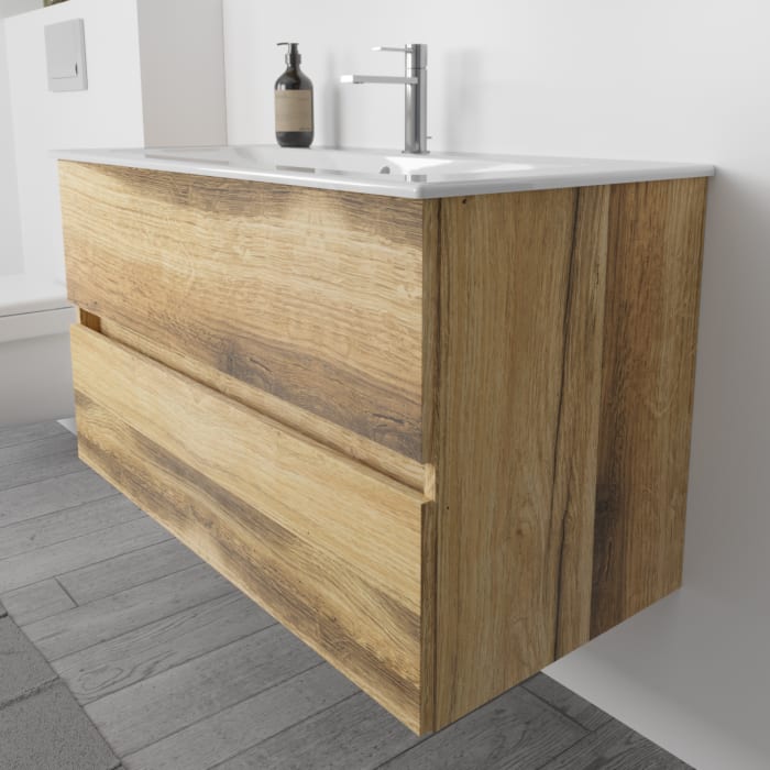 Lodge Waschtischunterschrank 98 cm mit 2 Auszügen für Waschtisch Geberit Renova