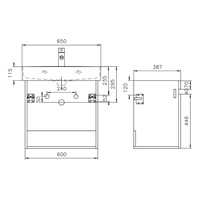 Lodge Waschtischunterschrank 60 cm mit 2 Türen für Waschtisch LAUFEN Val