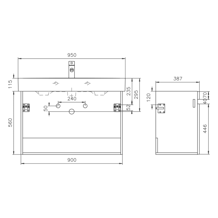 Lodge Waschtischunterschrank 90 cm mit 2 Türen für Waschtisch LAUFEN Val