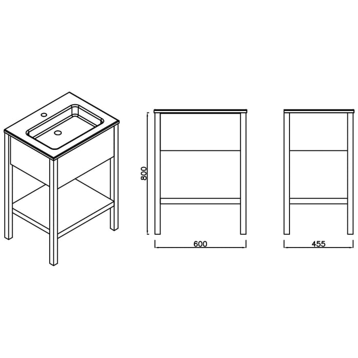 Loft 2.0 Waschtisch mit Unterschrank 60 cm, mit Holzgestell