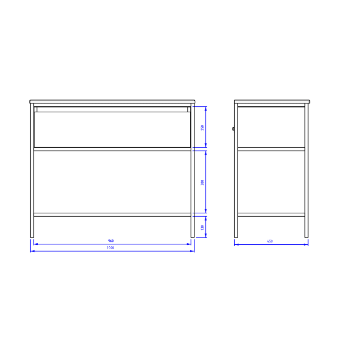 Loft 2.0 Waschtischunterschrank 100 cm, mit Metallgestell