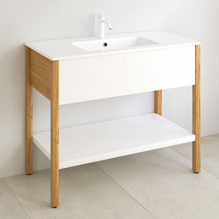 Loft 2.0 Waschtischunterschrank 100 cm, mit Holzgestell