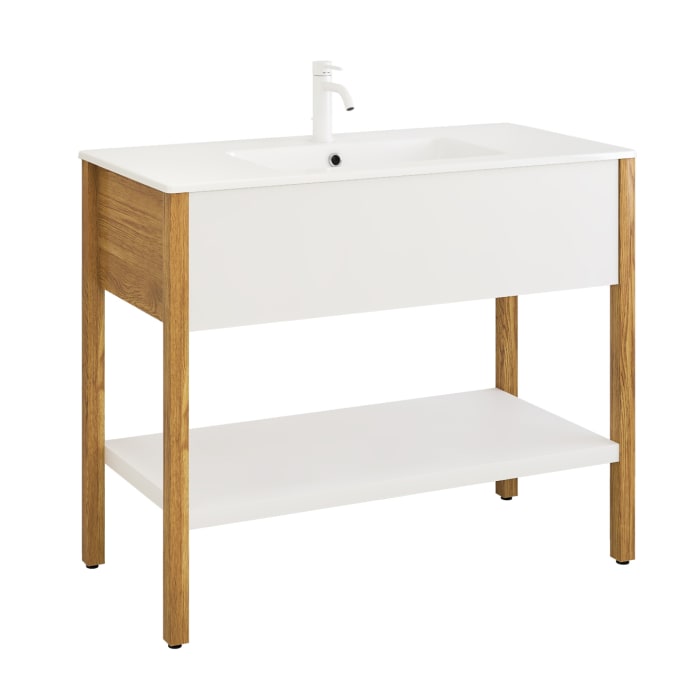 Loft 2.0 Waschtisch mit Unterschrank 100 cm, mit Holzgestell