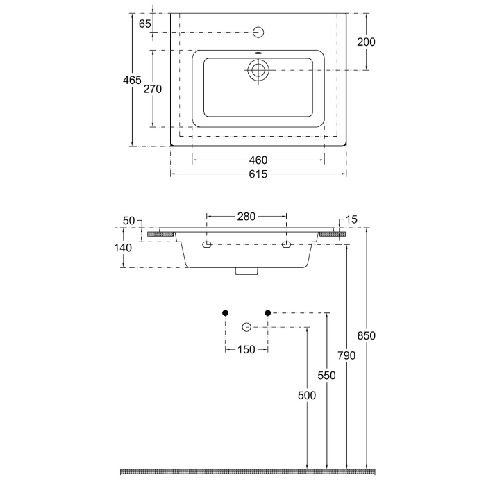Loft Waschtisch mit Unterschrank 60 cm, 1 Auszug