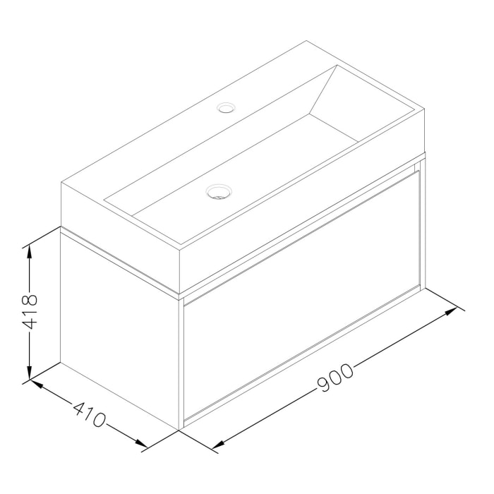 Pure 2.0 Waschtischunterschrank 90 cm mit 1 Auszug