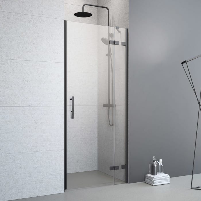 Planplus Pure Drehtür an Festteil für Nische 80 x 200 cm, Anschlag rechts