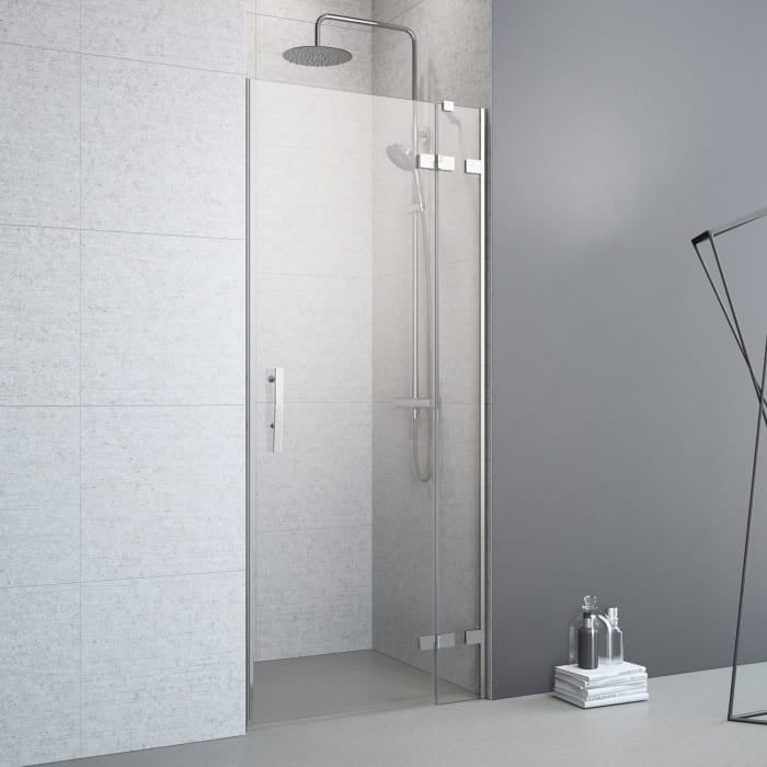 Planplus Pure Drehtür an Festteil für Nische 80 x 200 cm, Anschlag rechts