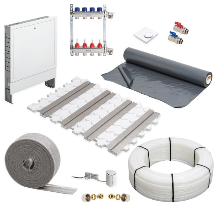 Fußbodenheizung Trockenbausystem Komplettset für eine Fläche bis 90 m²