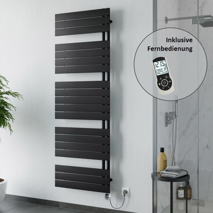 Plan Open E Badheizkörper 60 x 172 cm, rein elektrisch, Heizstab Typ 4, Öffnung links mit Fernbedienung