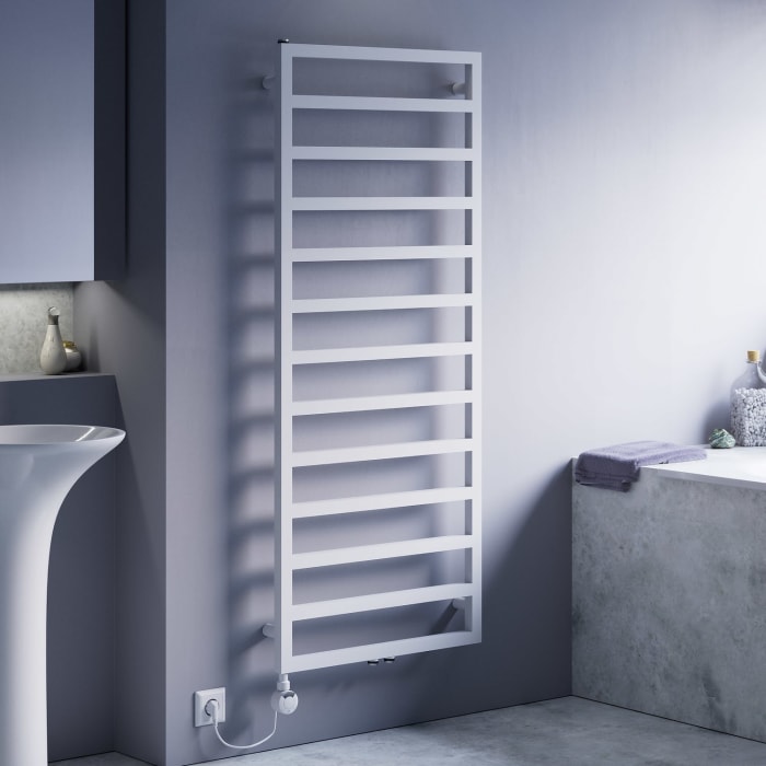 Quara E Badheizkörper 60 x 87 cm, rein elektrisch, Heizstab Typ 4 links mit Fernbedienung