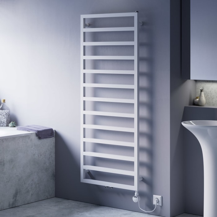 Quara E Badheizkörper 60 x 87 cm, rein elektrisch, Heizstab Typ 4 rechts mit Fernbedienung