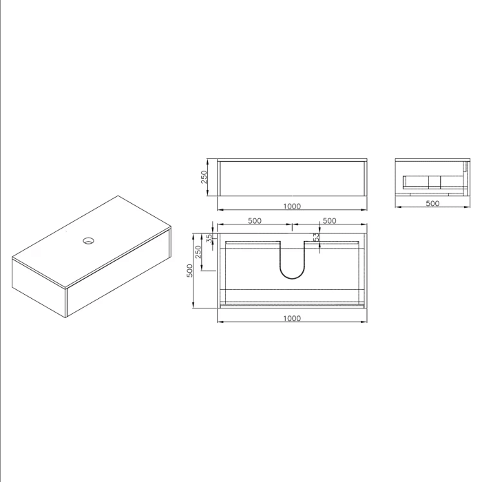 Art Waschtischkonsole 100 cm mit 1 Auszug