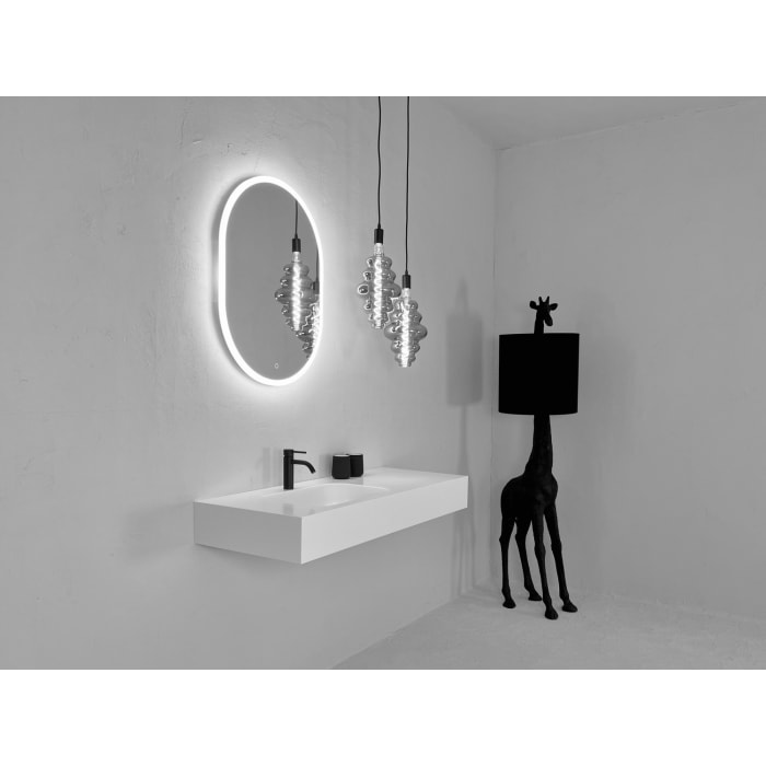 Megabad Profi Collection Art LED-Badspiegel Oval mit beleuchtetem Rand in den Maßen 60 x 80 cm