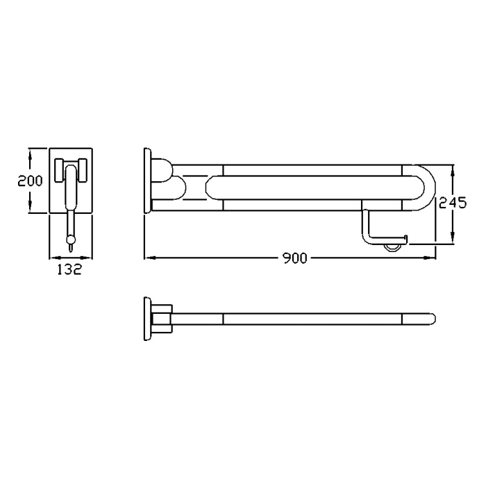Silver Age System Stützklappgriff 90 cm, mit Papierhalter