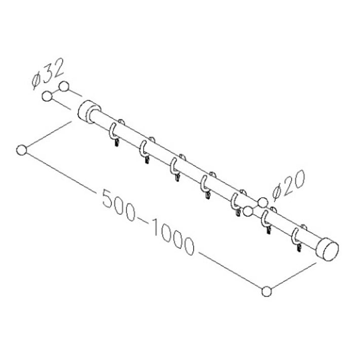 Silver Age System Duschvorhangstange 50 - 100 cm
