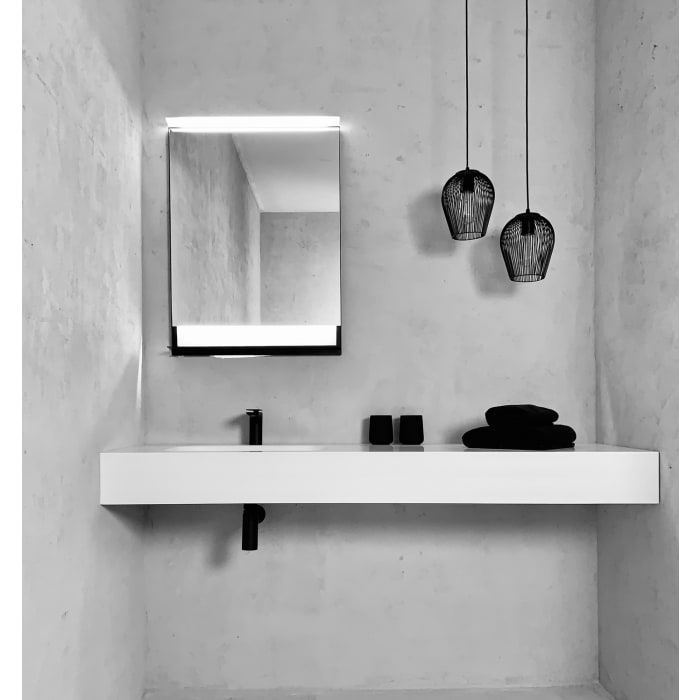 Megabad Profi Collection L3S1 Badspiegel 60 x 80 cm mit beleuchteter Ablage und LED-Beleuchtung