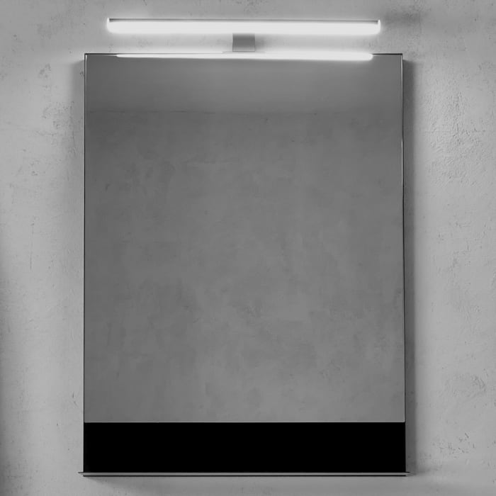 Megabad Profi Collection L4S-2 LED Badspiegel in Schwarz mit den Maßen 60 x 80 cm für Raumschaltung