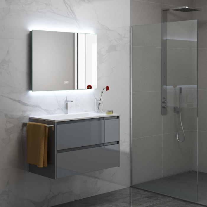 Megabad Profi Collection Living Badspiegel 120 x 60 cm mit LED-Hintergrundbeleuchtung und Spiegelheizung