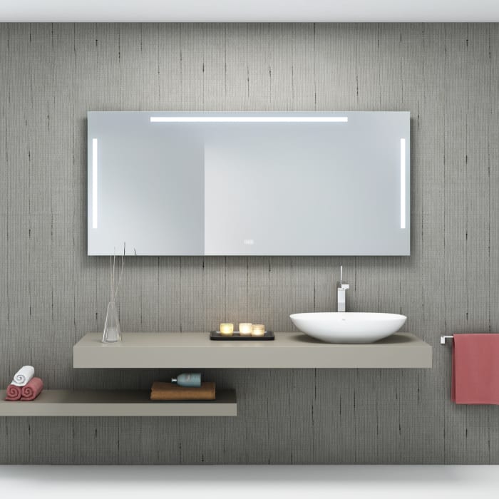 Megabad Profi Collection Loft LED Badspiegel 120 x 80 cm mit Dimmer und Spiegelheizung