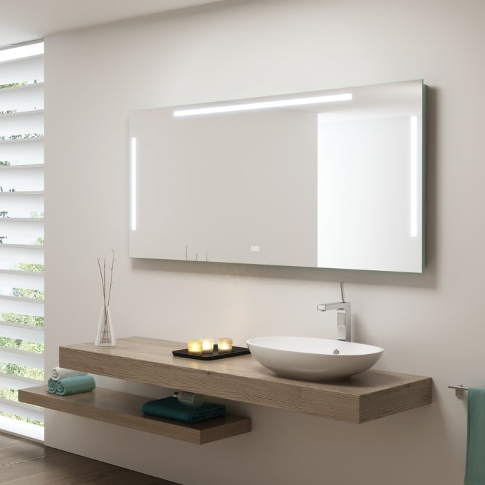 Megabad Profi Collection Loft LED Badspiegel 120 x 80 cm mit Dimmer und Spiegelheizung