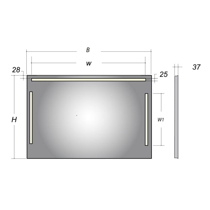 Megabad Profi Collection Loft LED Badspiegel 140 x 80 cm mit Dimmer und Spiegelheizung