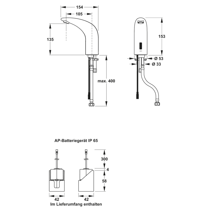 MEPA Sanicontrol WT-Armatur Saniline Dolphin2 VG Batterie