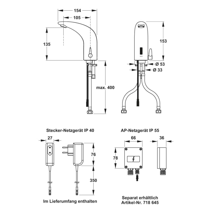 MEPA Sanicontrol WT-Armatur Saniline Dolphin2 KW/WW Netz