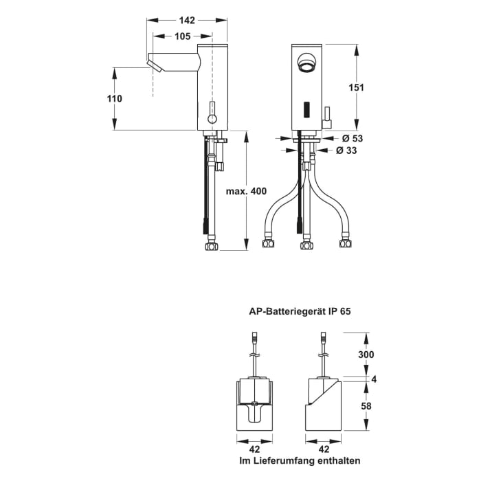 MEPA Sanicontrol WT-Armatur Saniline Style ND Batterie