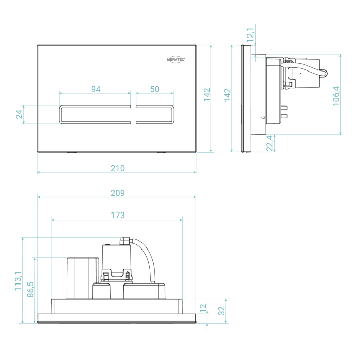 SlimFix Vorwandelement mit Betätigungsplatte SF118 LED soft touch