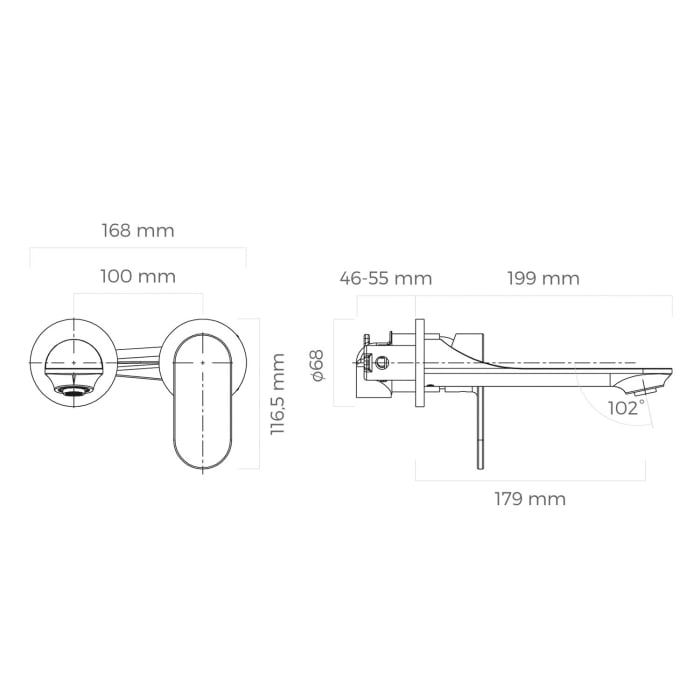 OLTENS Gulfoss Waschbecken-UP-Armatur, Ausladung 19,9 cm