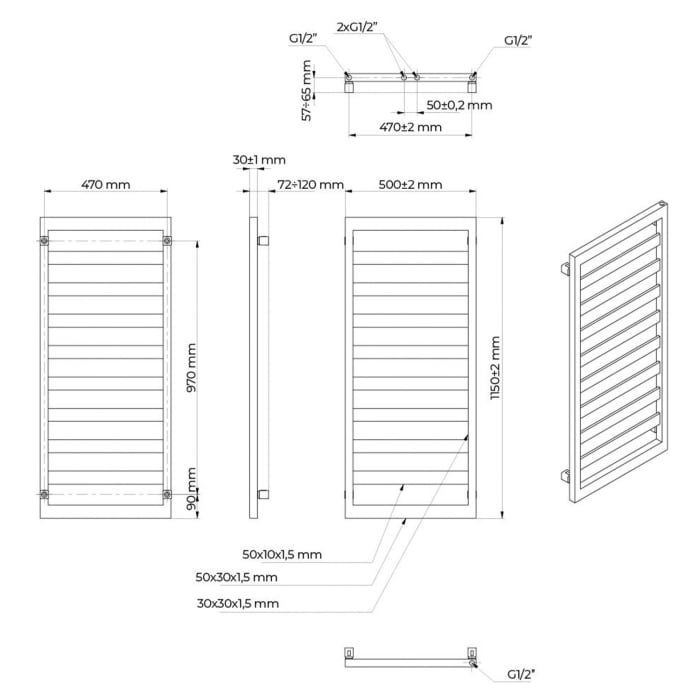 OLTENS Benk Badheizkörper 50 x 115 cm