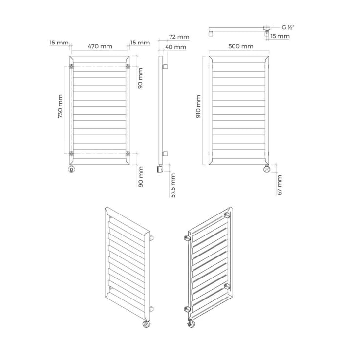 OLTENS Benk (e) Elektro-Badheizkörper 50 x 91 cm