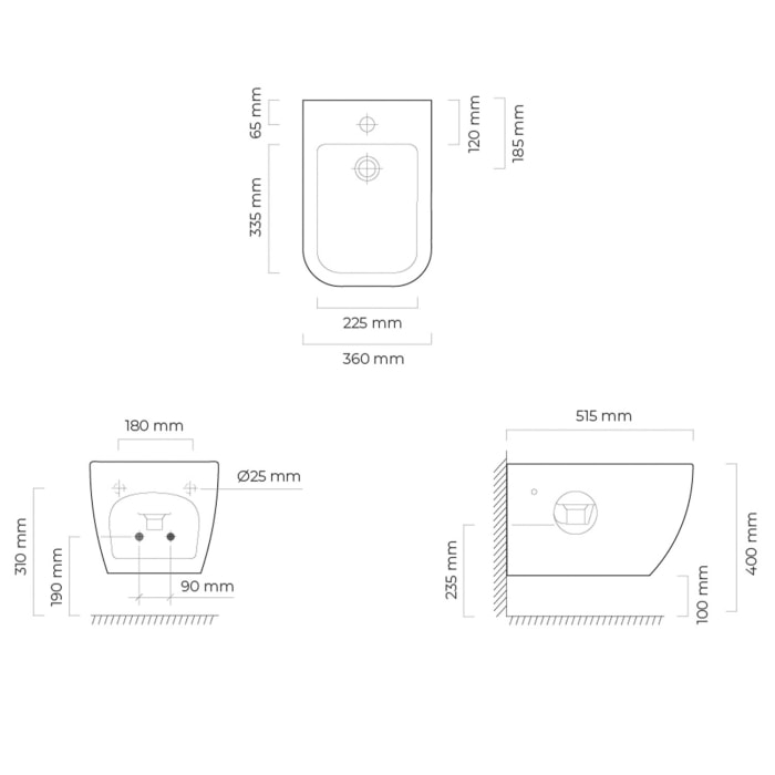 OLTENS Vernal Wand-Bidet 36 x 51,5 cm, mit SmartClean