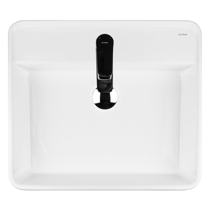 OLTENS Duve Aufsatzwaschbecken rechteckig 50,5 x 46 cm, mit Hahnloch, mit SmartClean