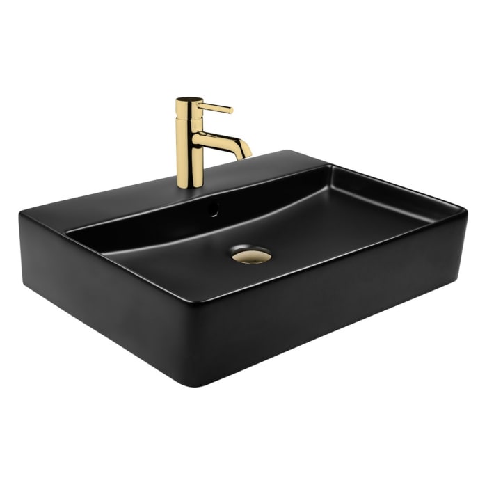 OLTENS Duve Aufsatzwaschbecken rechteckig 60 x 42 cm, mit Hahnloch