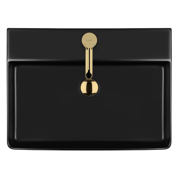 OLTENS Duve Aufsatzwaschbecken rechteckig 60 x 42 cm, mit Hahnloch, mit SmartClean