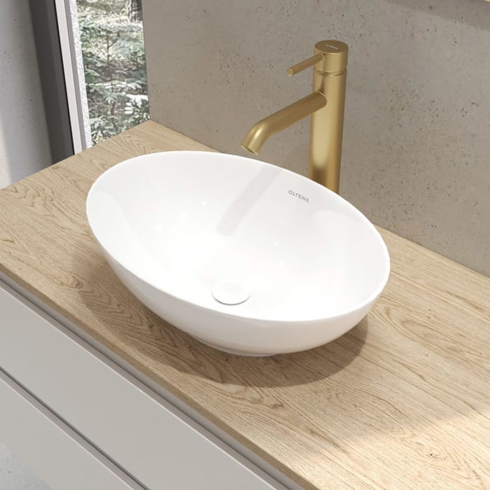 OLTENS Etne Aufsatzwaschbecken oval 40 x 33 cm, mit SmartClean