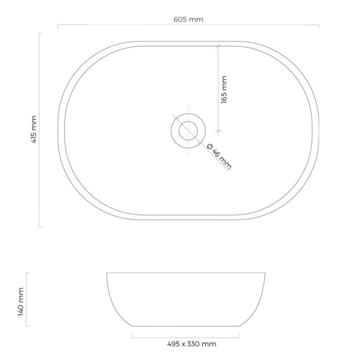 OLTENS Hamnes Thin Aufsatzwaschbecken oval 60,5 x 41,5 cm, mit SmartClean
