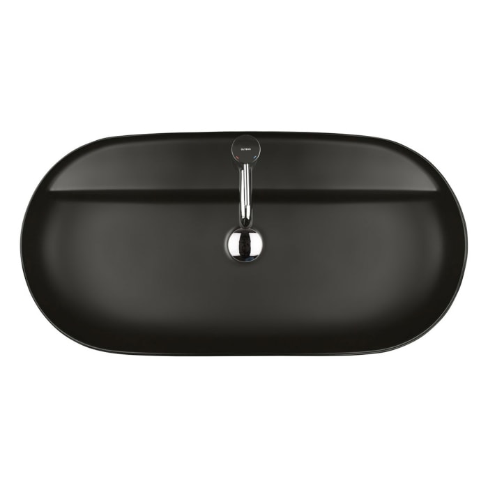 OLTENS Hamnes Thin Aufsatzwaschbecken oval 80 x 40 cm, mit Hahnloch, mit SmartClean